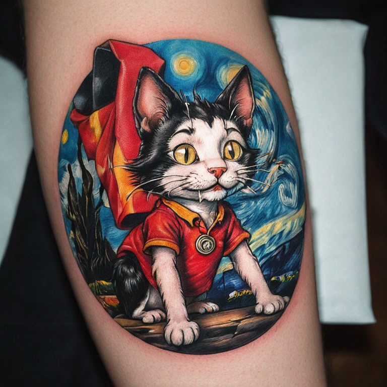 chat gaston lagaffe-tattoo