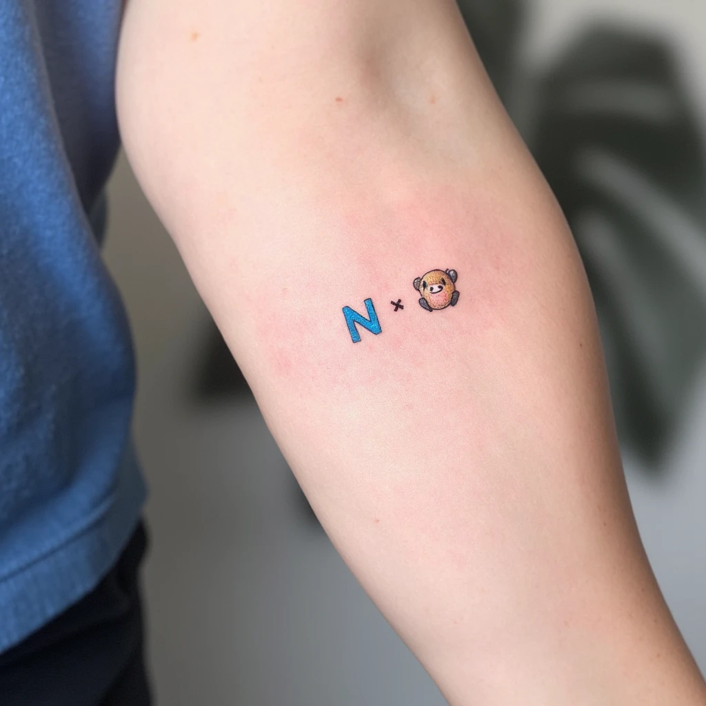 dessin de tatouage minimaliste pour la naissance de mon fils, le 16 avril, avec la lettre N.-tattoo