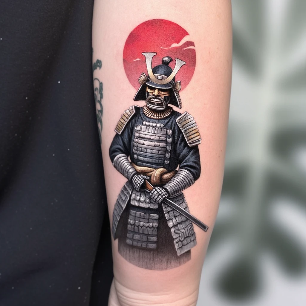 je veux une sorte de samurai avec des kenji japonais autour-tattoo