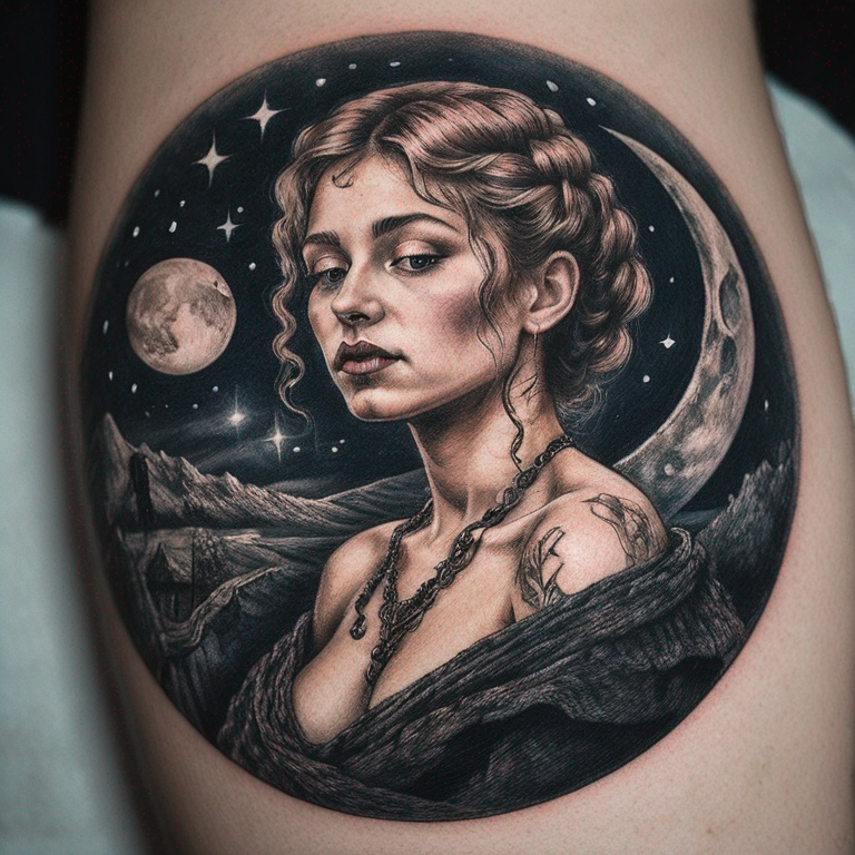 athéna chouette hulotte lune-tattoo