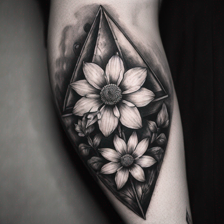 Flower made up only of triangle's-tattoo