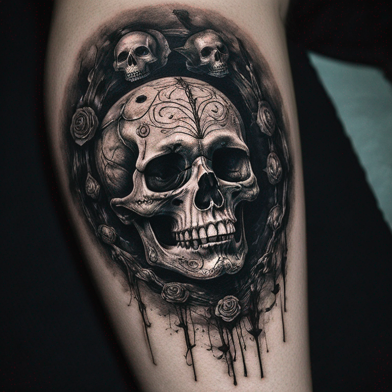 abstracto, calavera, dark-tattoo