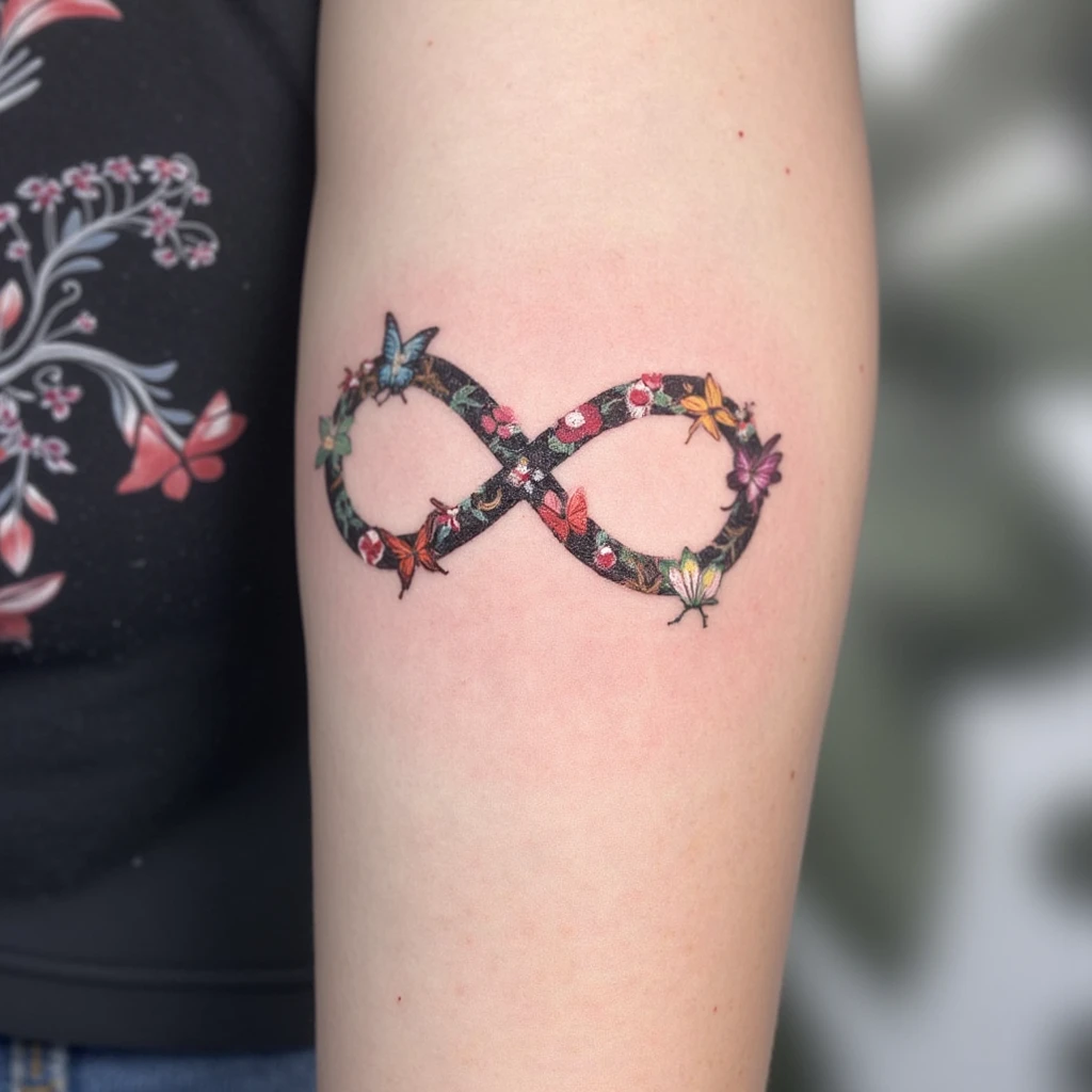 le symbole infini avec prénom Corinne, Jules et Louis-tattoo