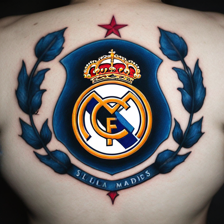 silueta del escudo del Real Madrid dividido en 3-tattoo