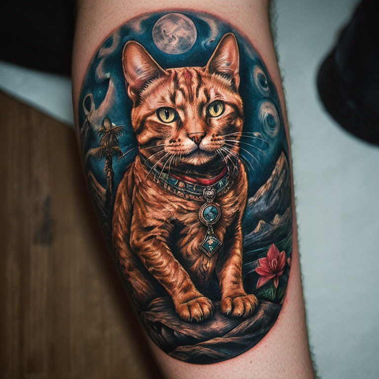 Gato egipcio tumbado-tattoo