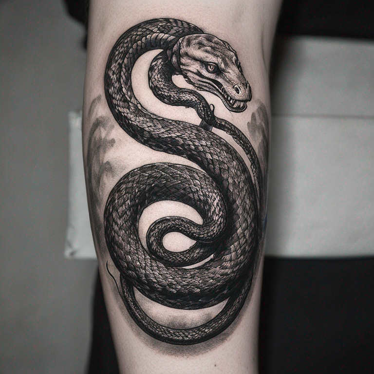 serpent enroulé autour d'un poignard-tattoo