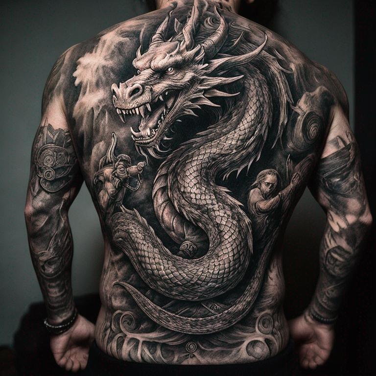 Dragon vikingo runa antebrazo-tattoo