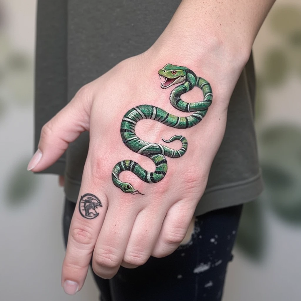 un delta grec entouré de serpents-tattoo