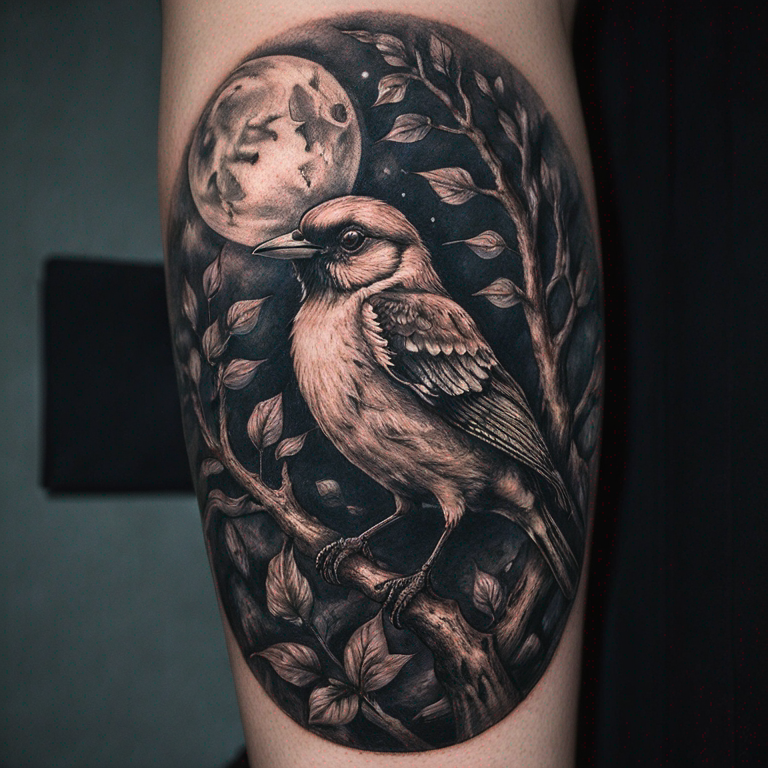 un oiseau qui vol en pleine nuit-tattoo