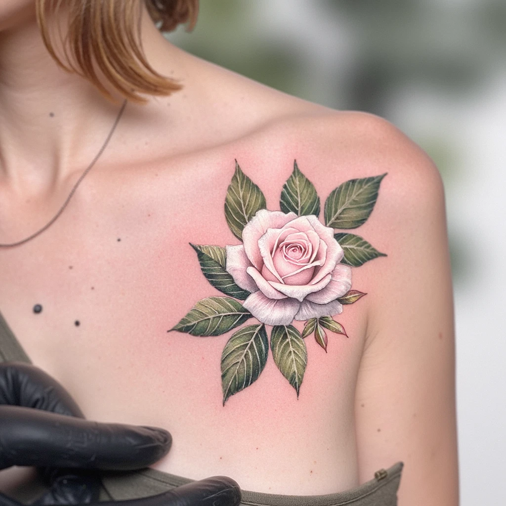 Rose blanche pour célébrer ma petite fille IZÏA-tattoo