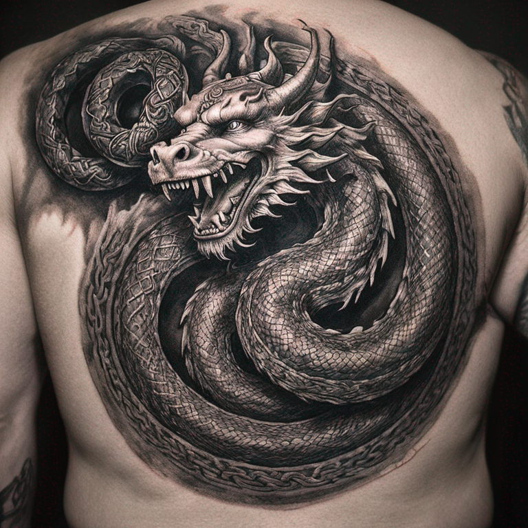 Dragon viking celtic nudos-tattoo