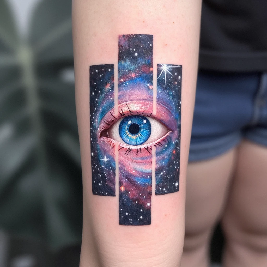 oeil divin avec une galaxie-tattoo