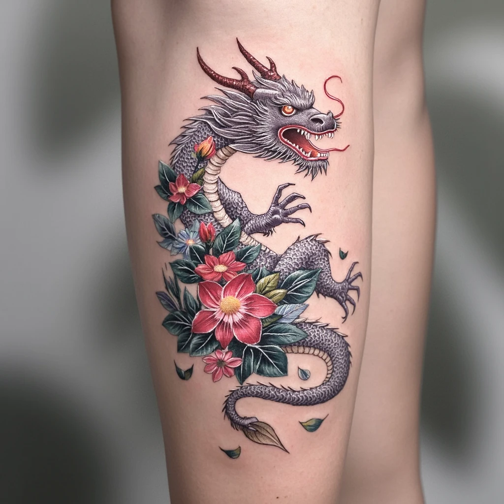 dos dragon fleur de cerisier pagode-tattoo