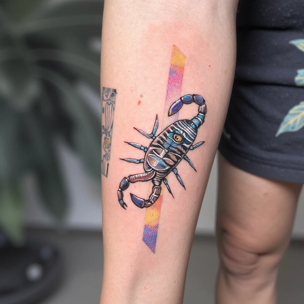 je veux un tatouage qui mélange une croix d'ankh, l'oeil d'horus, un scorpion, les sceptres du pharaon et les ailes d'isis-tattoo