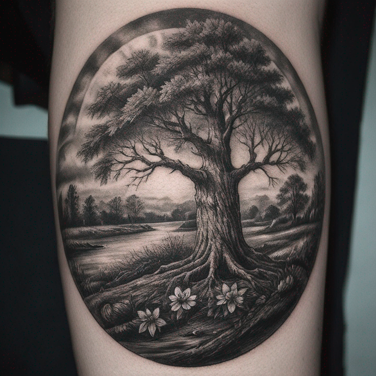 Baum mit unterschiedlichen Jahreszeiten-tattoo