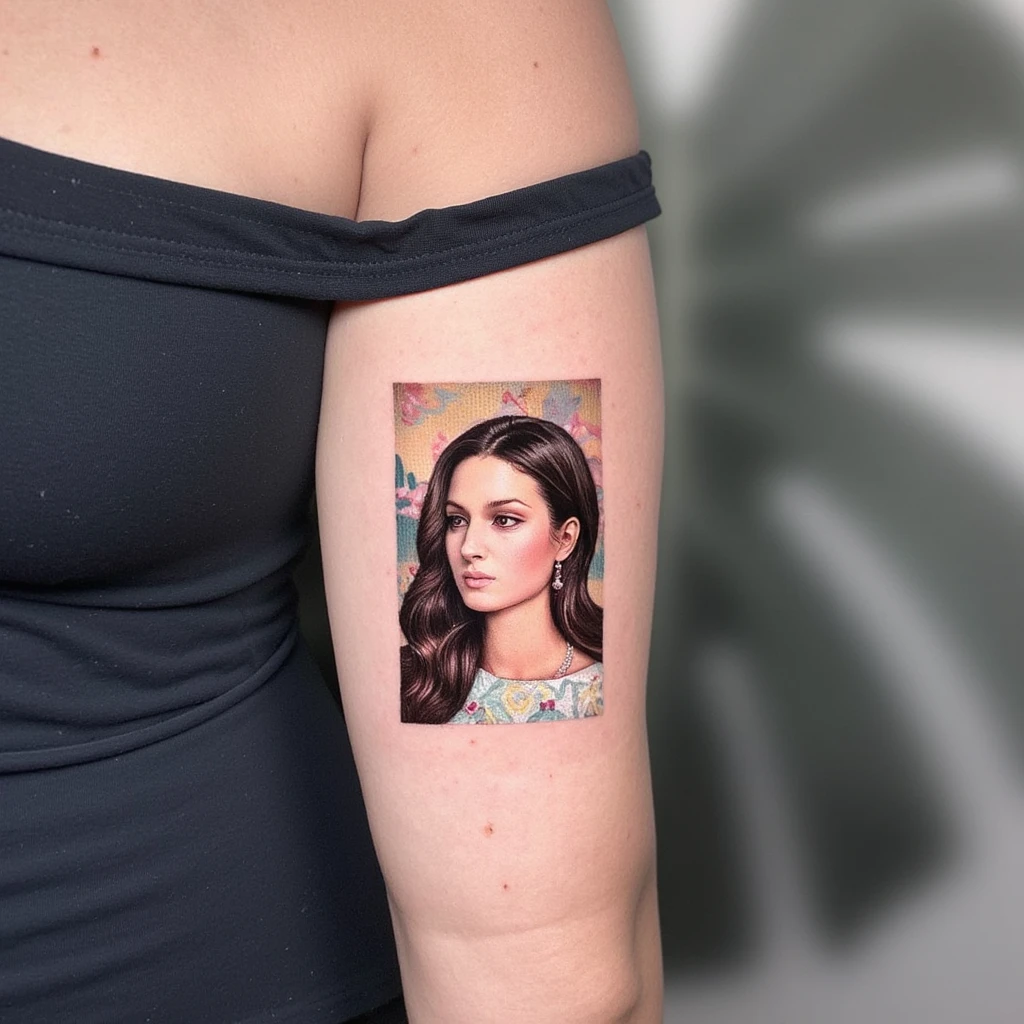 Un retrato grande y realista de Lana Del Rey-tattoo