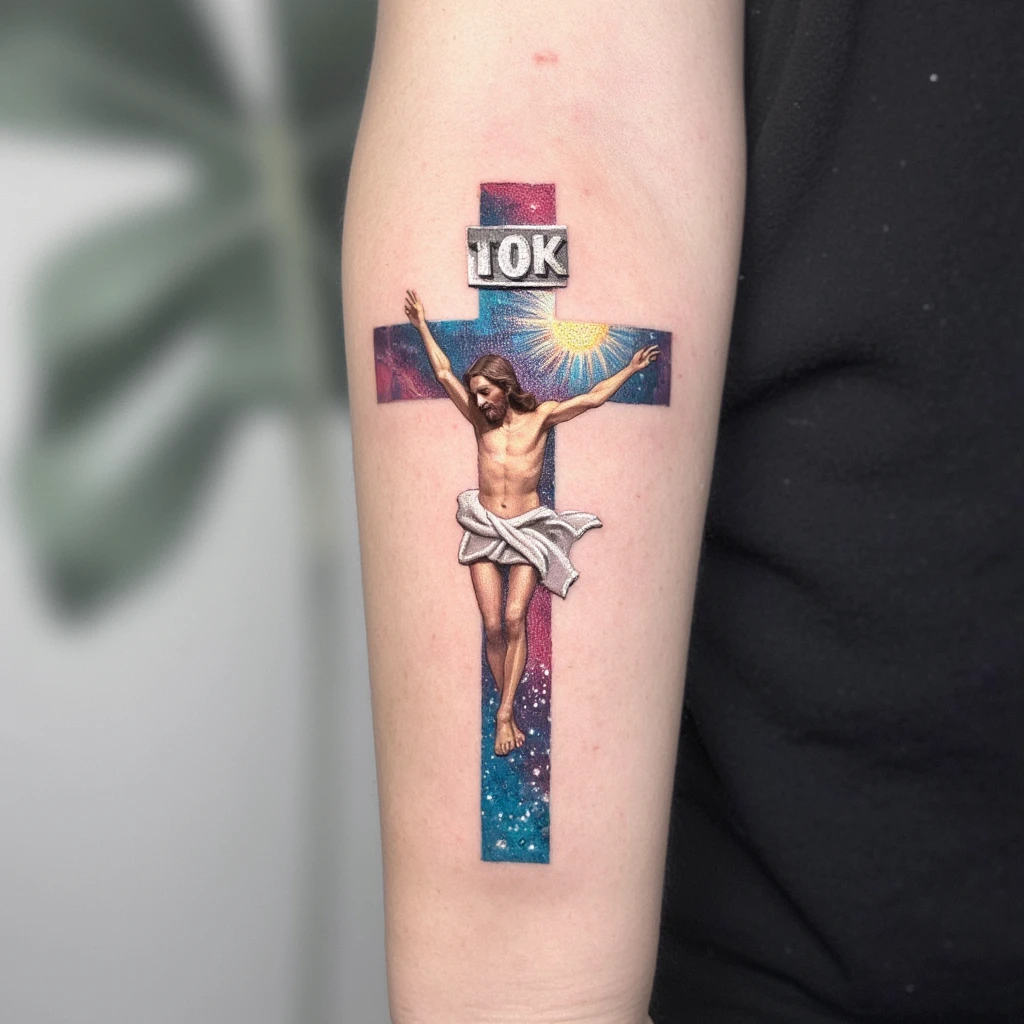 croix de jésus en forme d'épée-tattoo