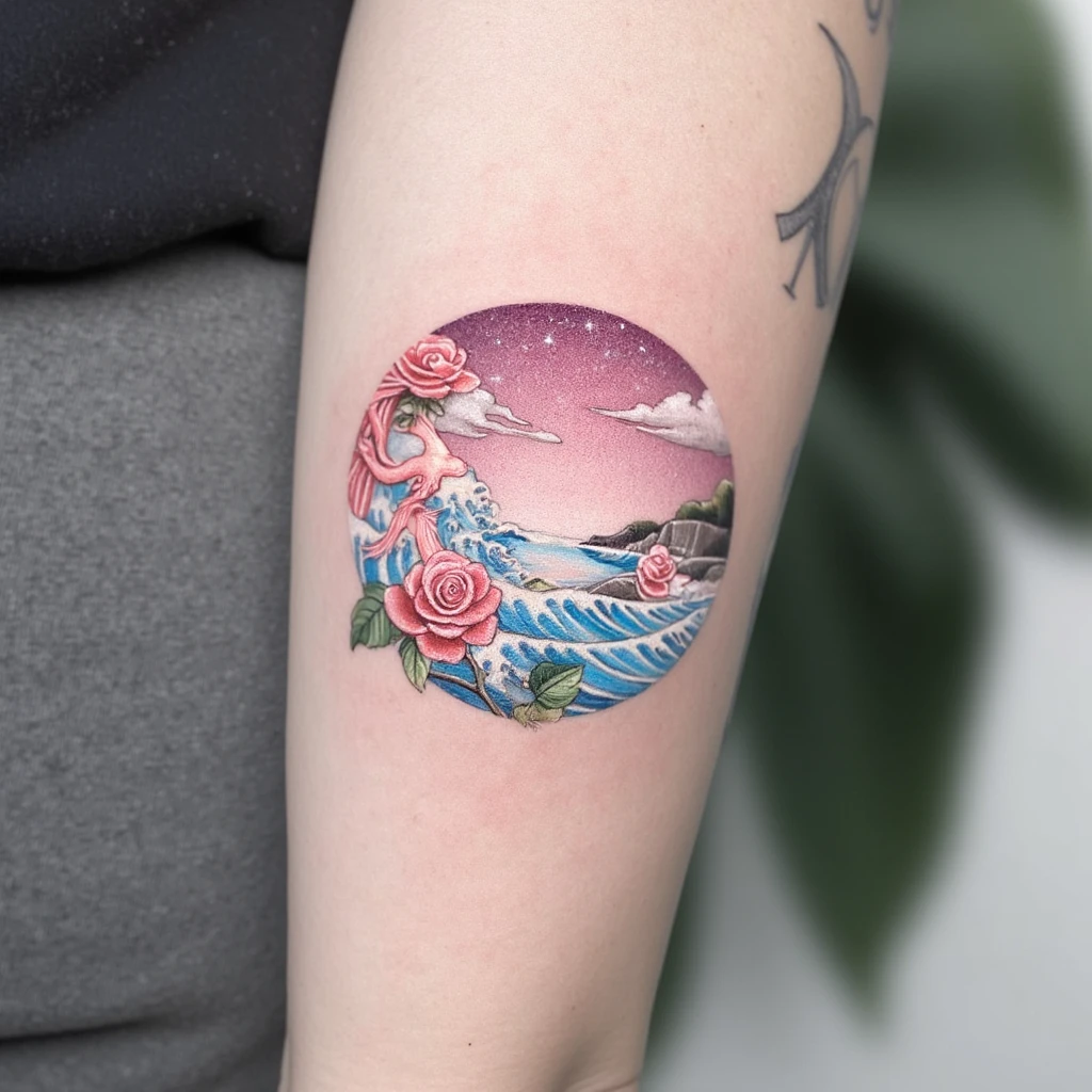 signe astrologique poisson / rose des vents-tattoo