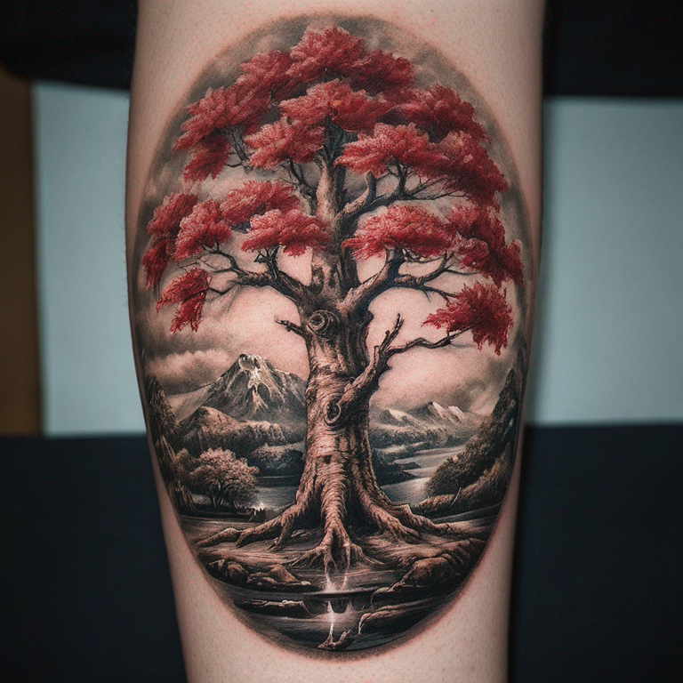 ein Kirschbaum Bonsaibaum-tattoo