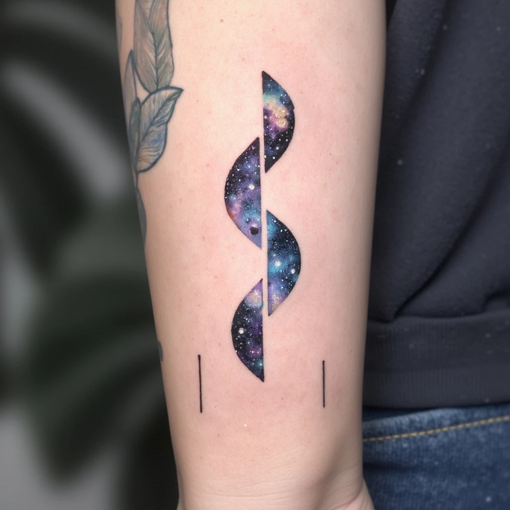 Uma imagem de um espiral ascendente no estilo tribal com o nome INEFÁVEL por dentro do símbolo de uma ponta a outra na vertical. As letras devem ser de cima para baixo-tattoo