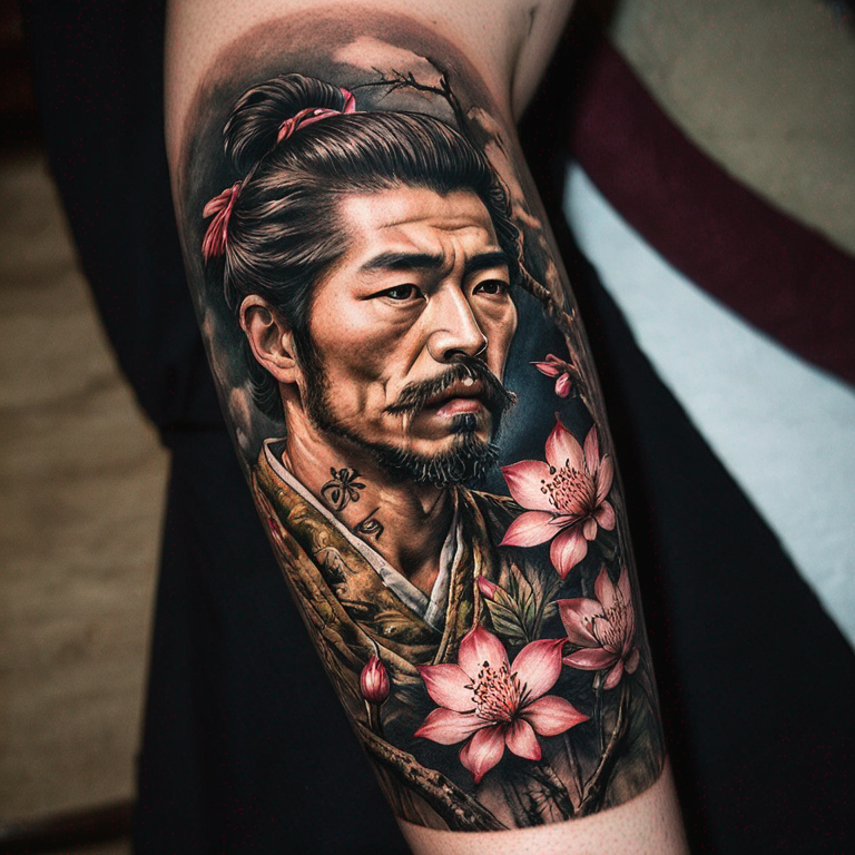 cerisier japonais sur le bras homme-tattoo