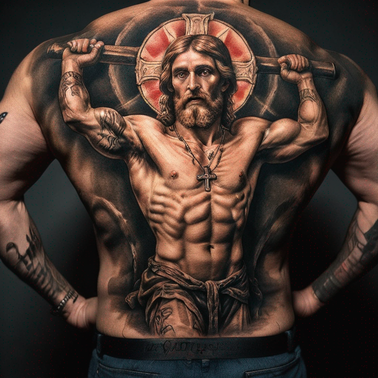 autour du biceps croix catholique-tattoo