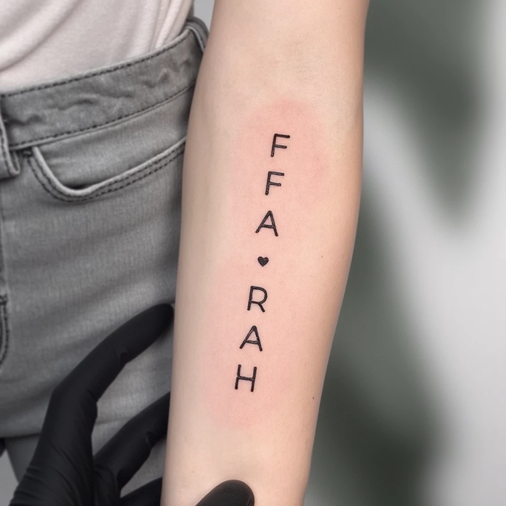 je souhaite écrire FARAH avec des symboles-tattoo