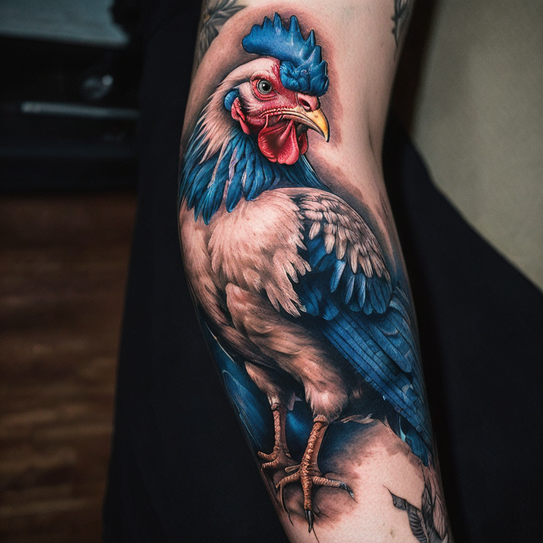 tatuaje de una gallina azul-tattoo