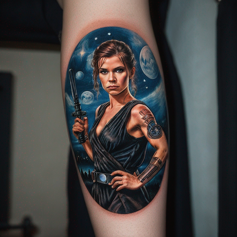 Sur le biceps. Il doit être esthetique et bien se fondre. Il doit avoir une reference a star wars tout en étant féminin-tattoo