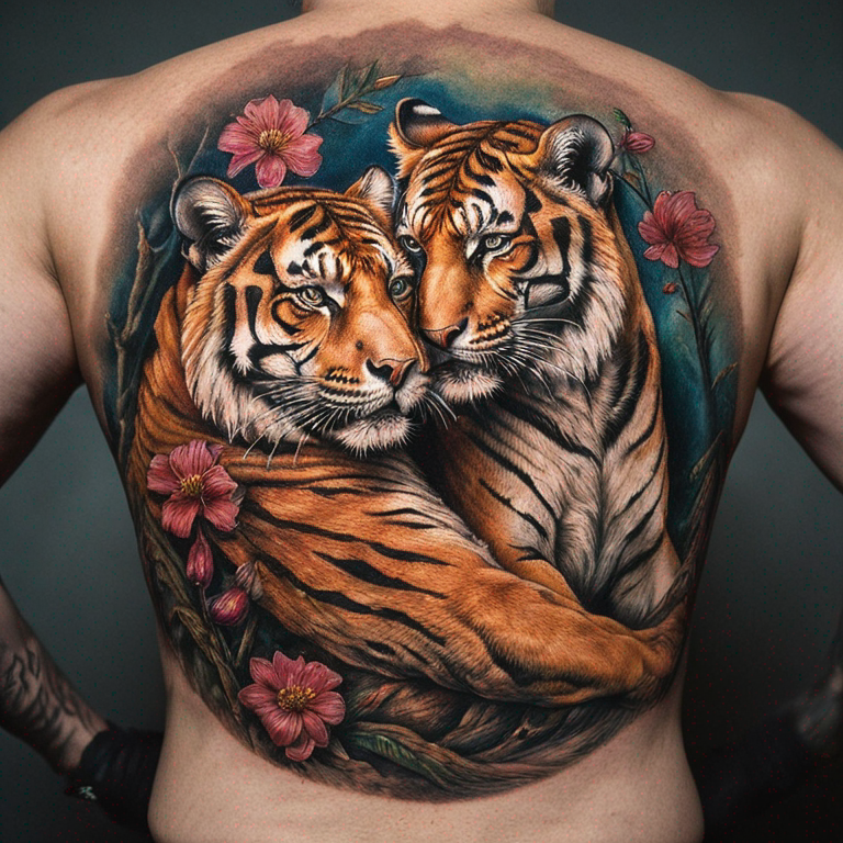 deux tigresses calins-tattoo