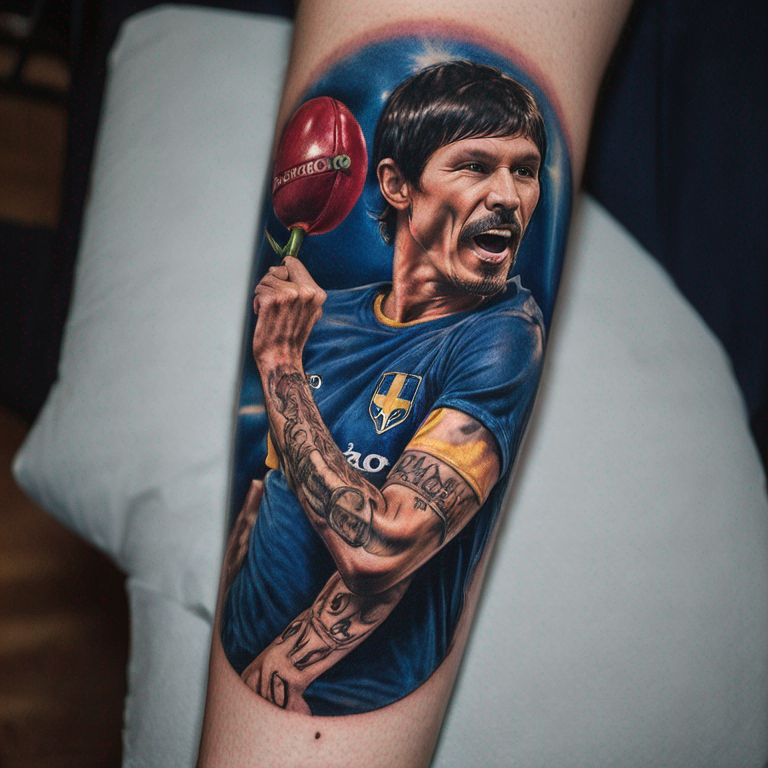 tattoo that mix boca juniors football club and red hot chilli peppers, for the forehand-tattoo