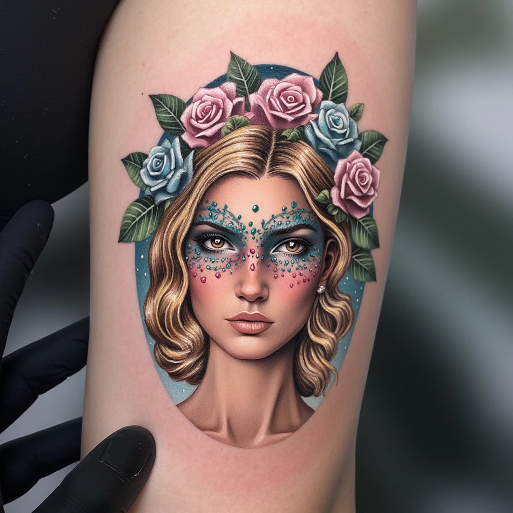 diosa griega con ojos amarillos-tattoo