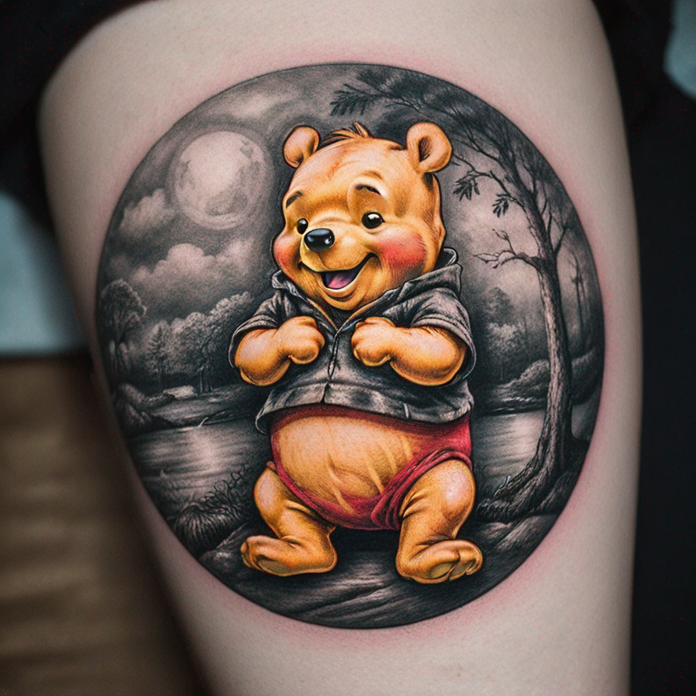 Unique meaningful winnie the pooh tattoo for a female-tattoo