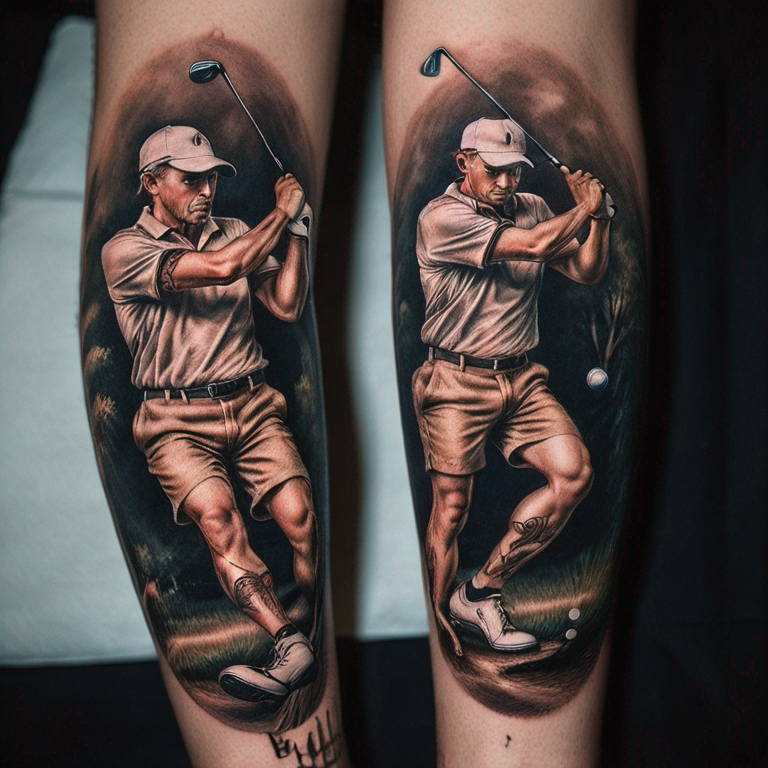 la faucheuse tenant une balle de golf dans la main-tattoo