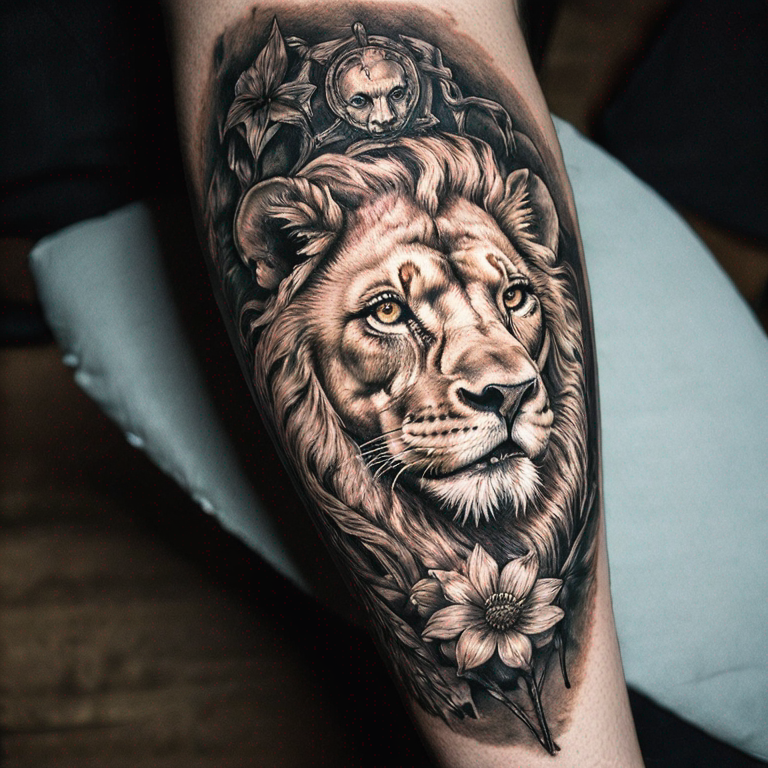 half a lion, half a lamb-tattoo