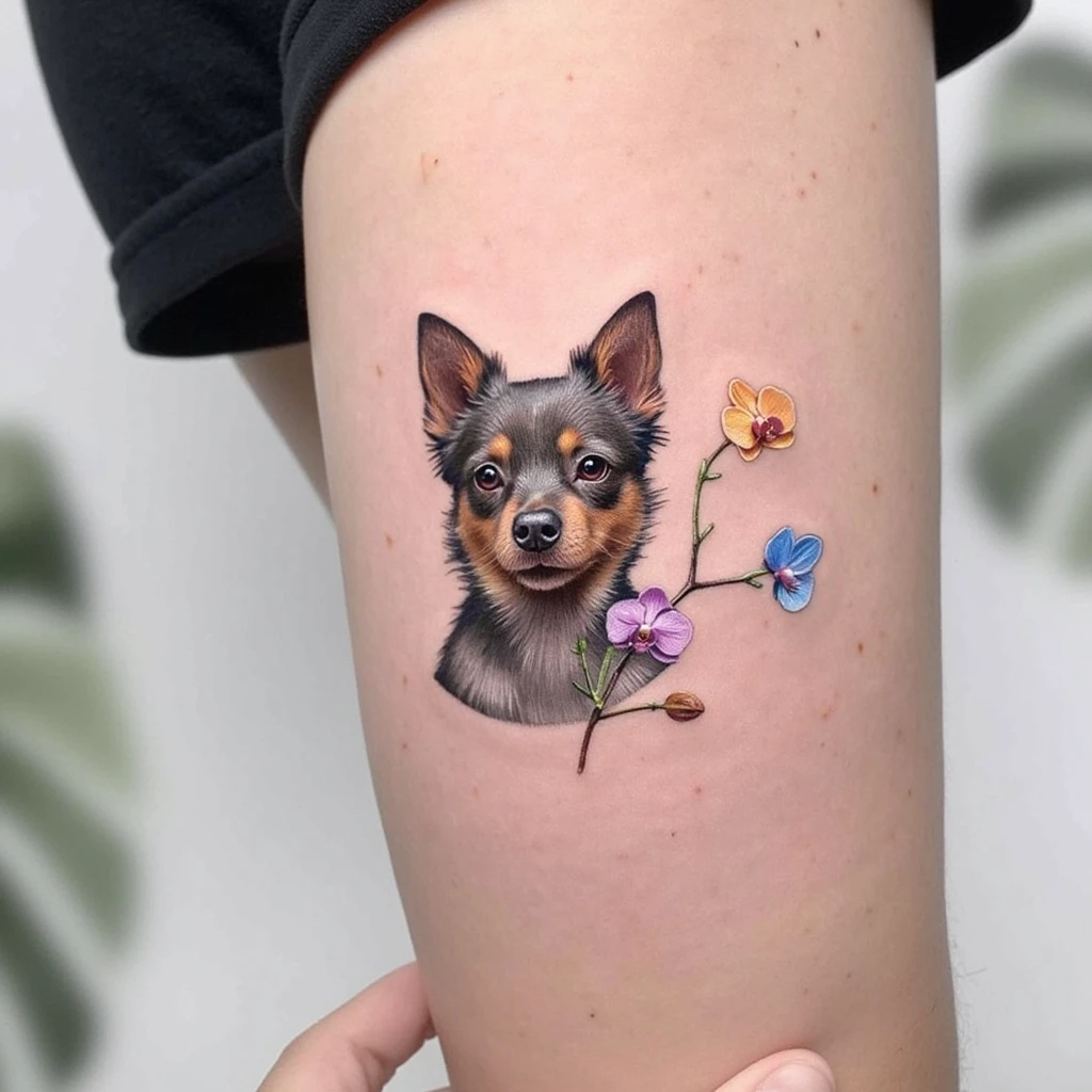 Patte de chien orchidee 5 etoiles-tattoo