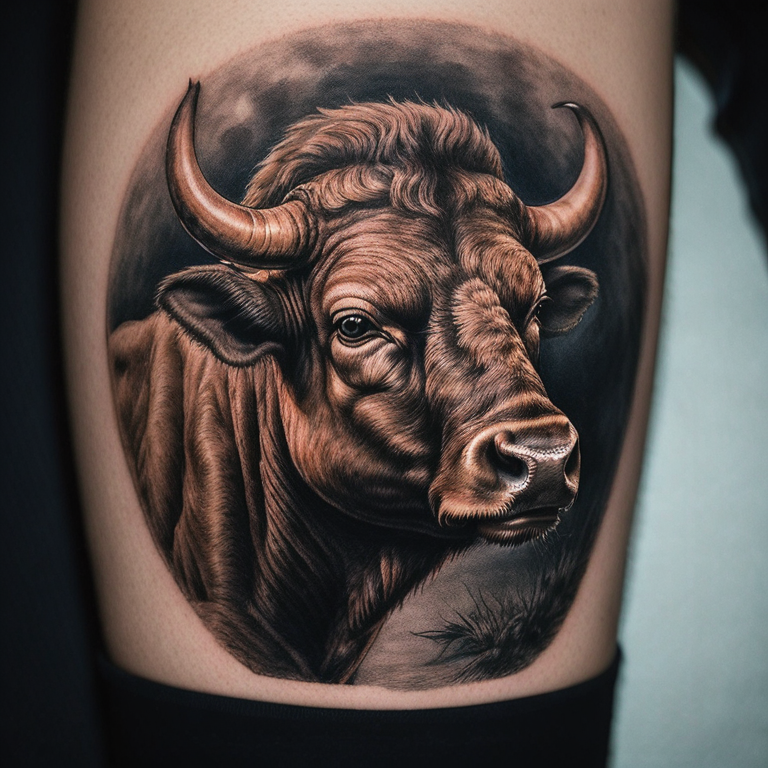 Génère-moi un tatouage d’une tête de taureau énervé de face, sans ombres , seulement des traits-tattoo