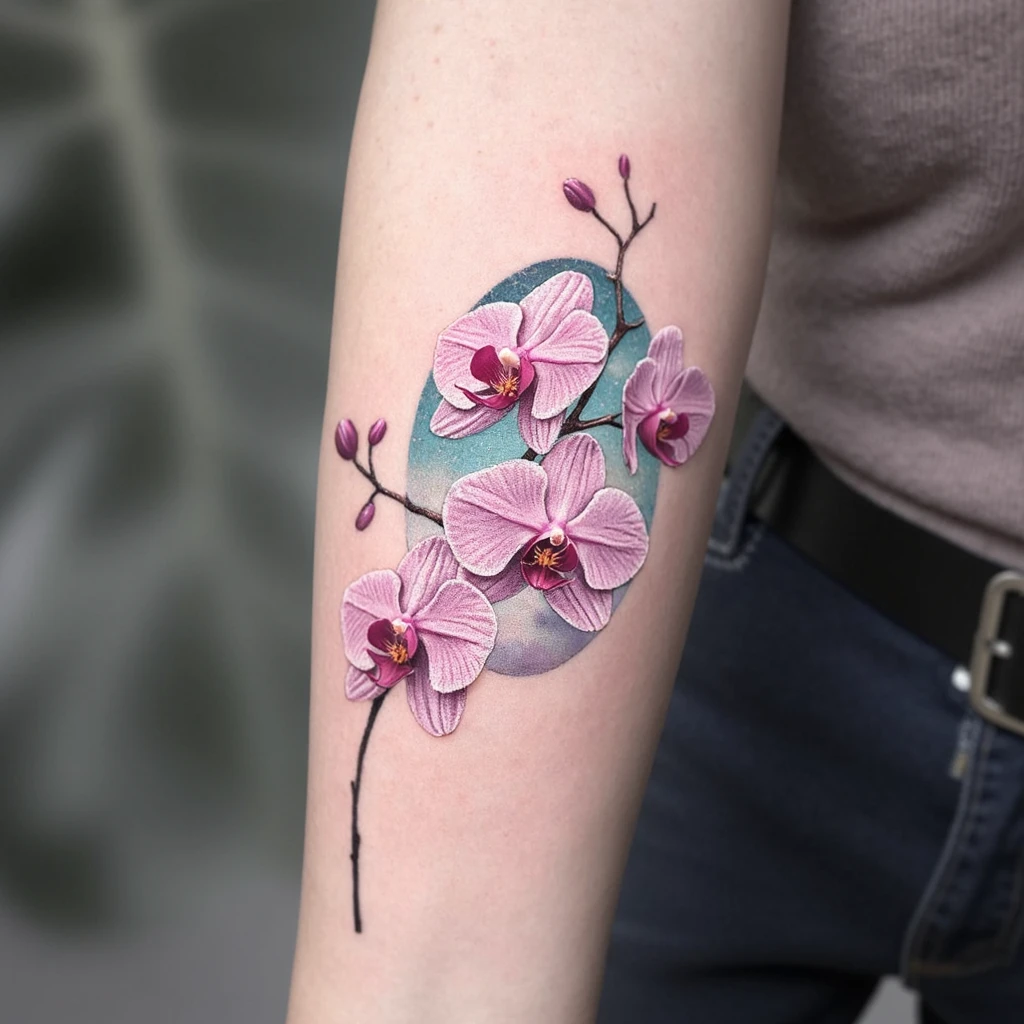 une orchidée avec une tête de cheval-tattoo