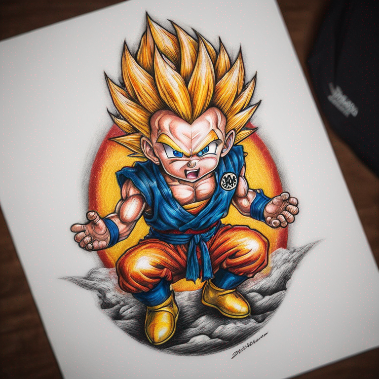 un dessin de Sangohan enfant en super sayan-tattoo