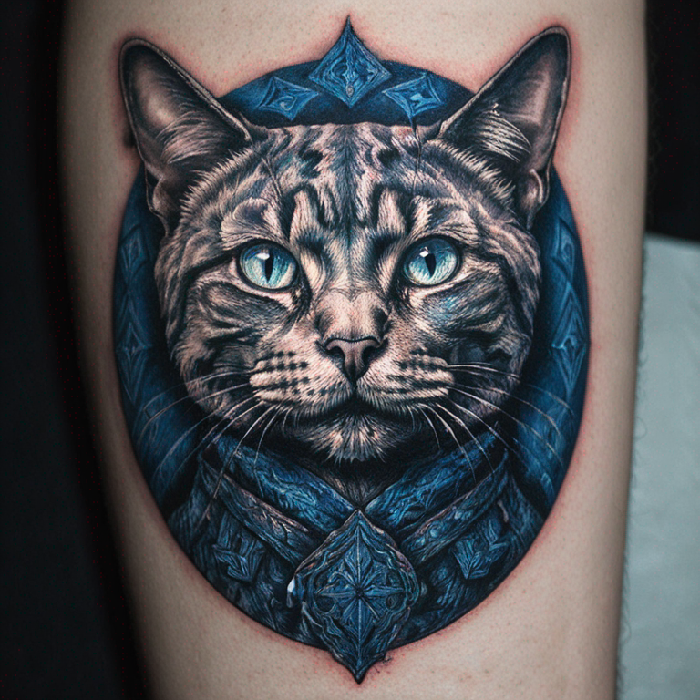 blue cat-tattoo