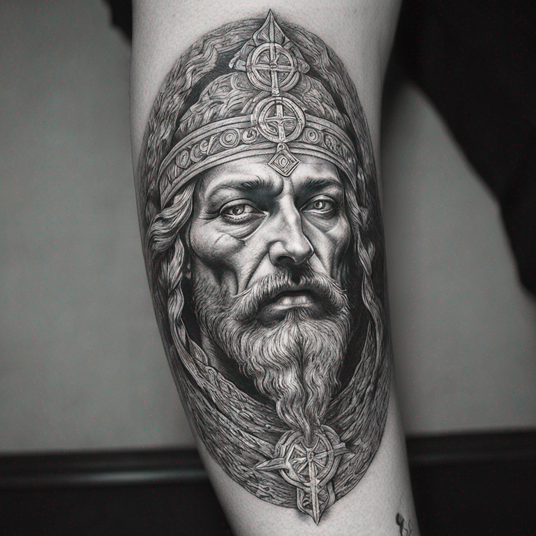 fine line, simple slavic god evil.-tattoo