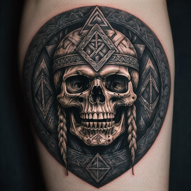 valknut vegvisir skull viking-tattoo