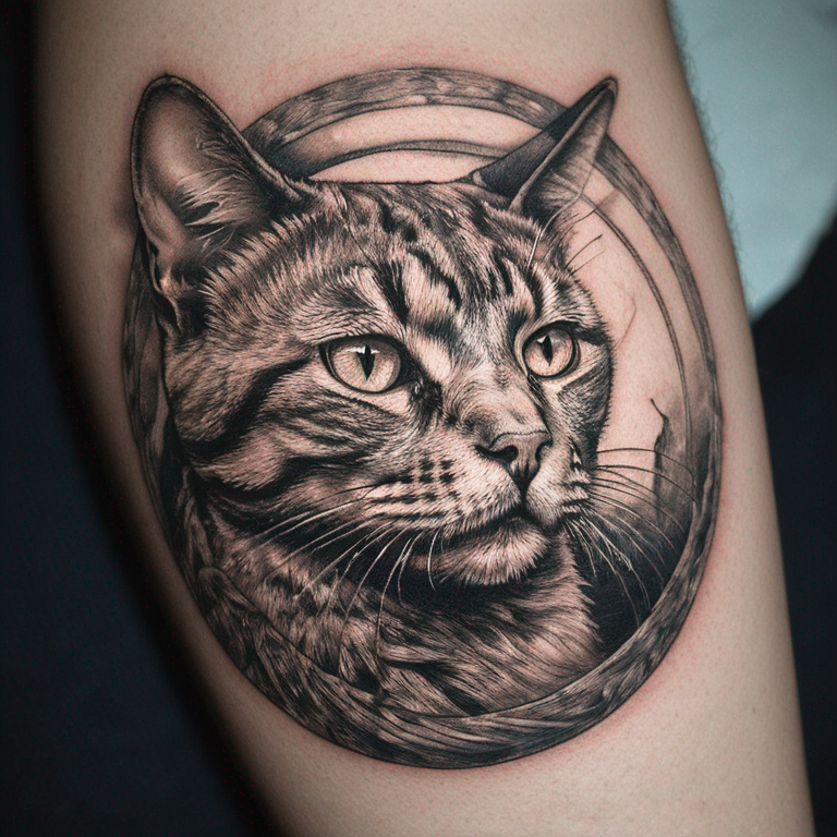 silueta de gato a linea fina sin color-tattoo