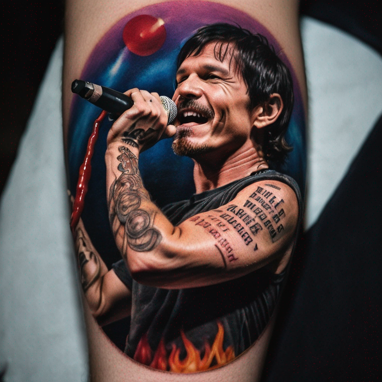 tatuaje de los red hot chilli peppers en el brazo izquierdo-tattoo