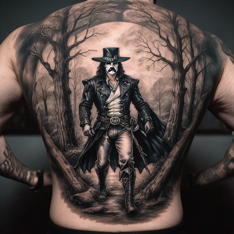 lobo y zorro con bosque de fondo-tattoo