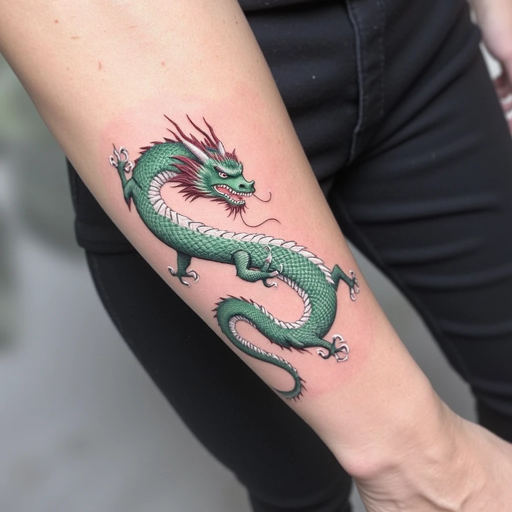 Dragon entourant  d’une épée-tattoo