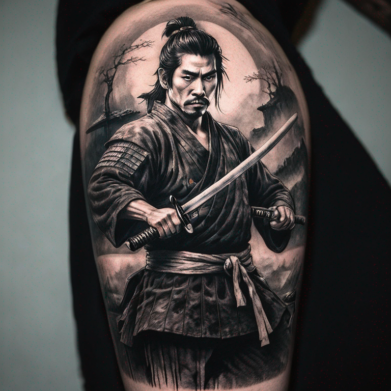 Samourai et katana minimaliste-tattoo