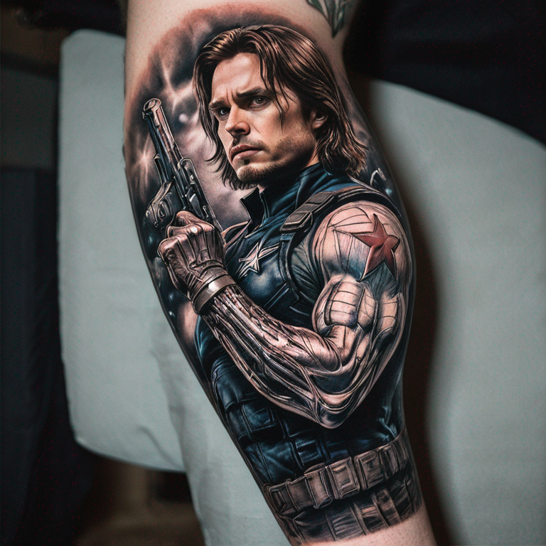 Winter soldier  biomechanical arm sleeve-tattoo