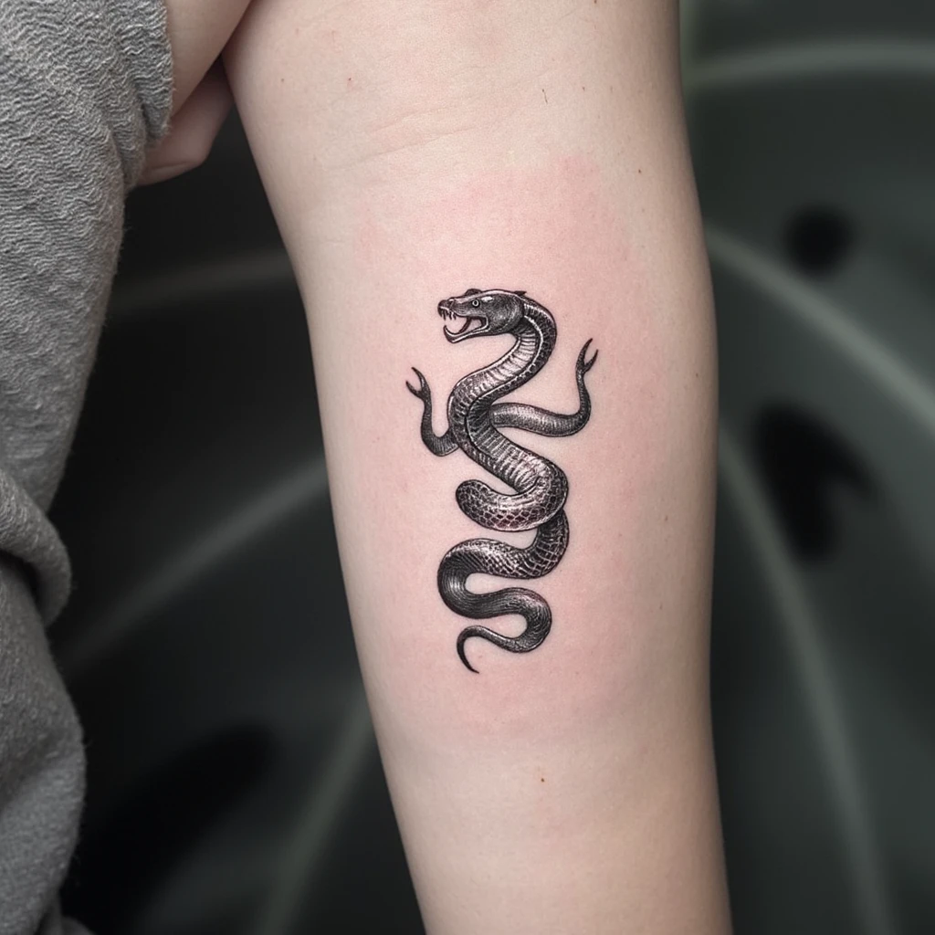 un delta grec entouré de serpents-tattoo