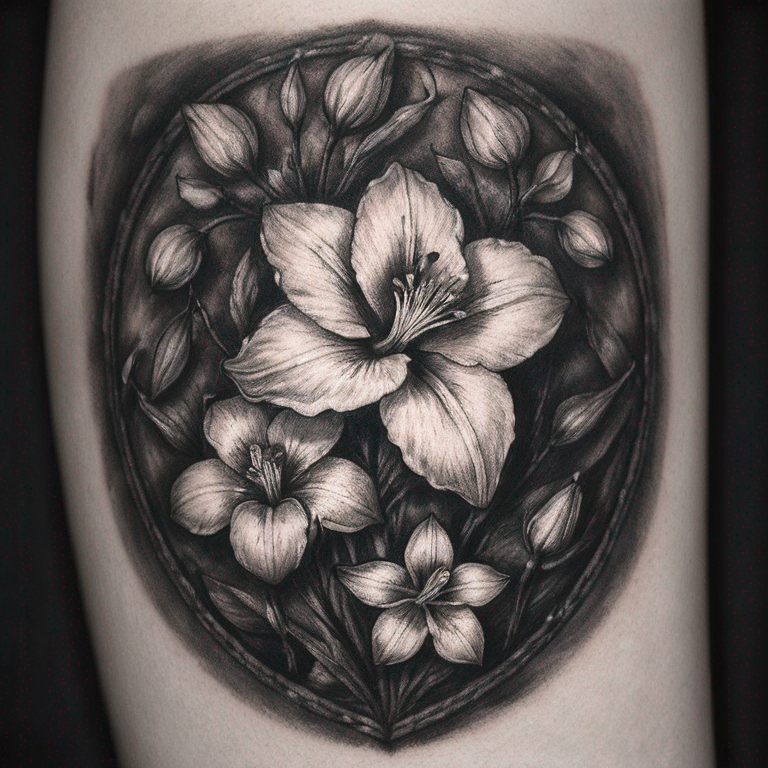 des fleurs lys qui longent le bras-tattoo